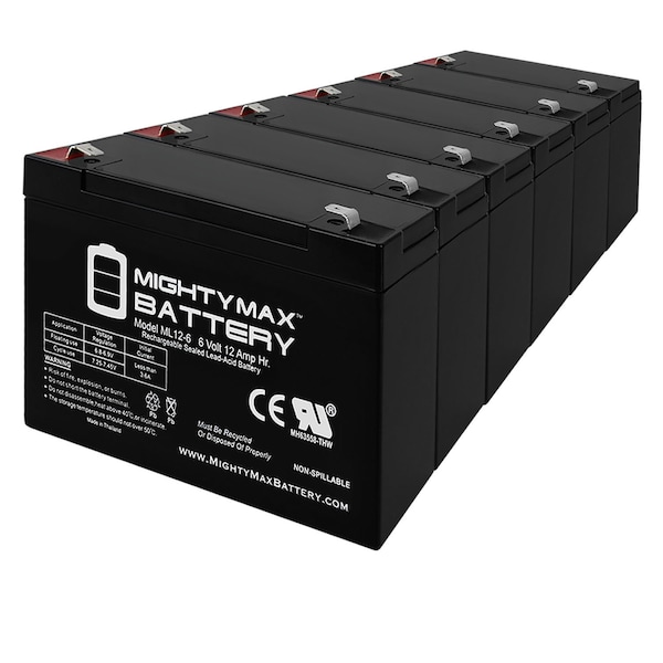 Mighty Max Battery 6V 12AH F2 SLA Battery For CSB GP6120, GP 6120 UPS - 6PK MAX3507589 - main